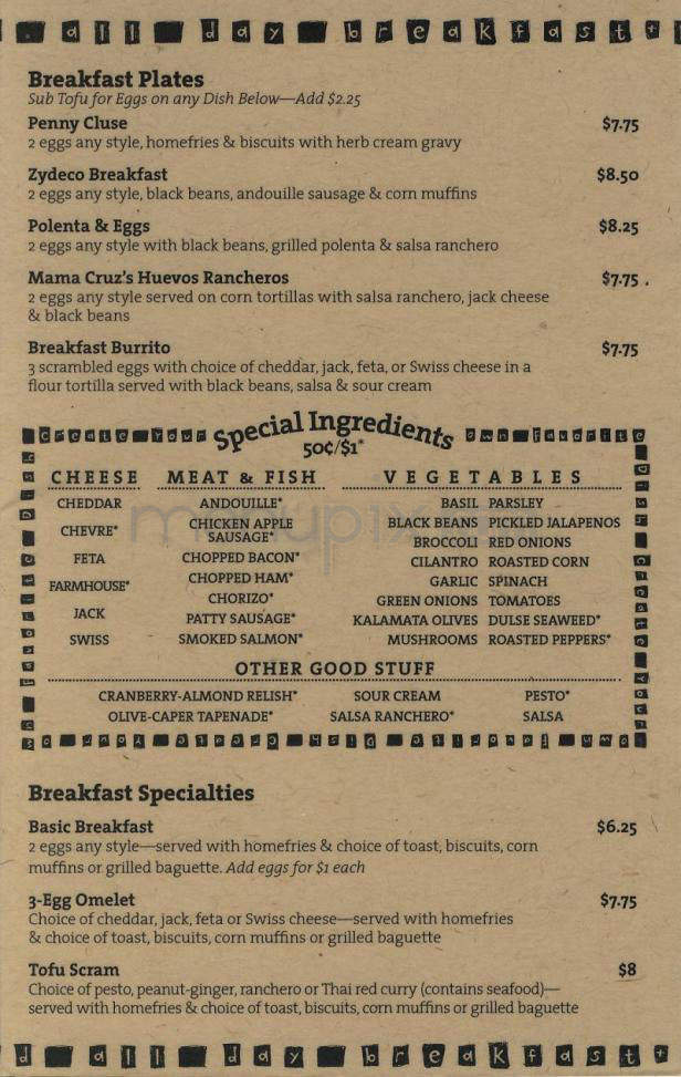 Penny Cluse Cafe - Burlington, VT menu_pic