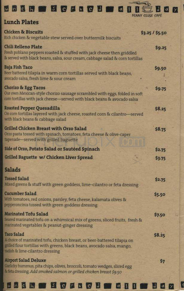 Penny Cluse Cafe - Burlington, VT menu_pic