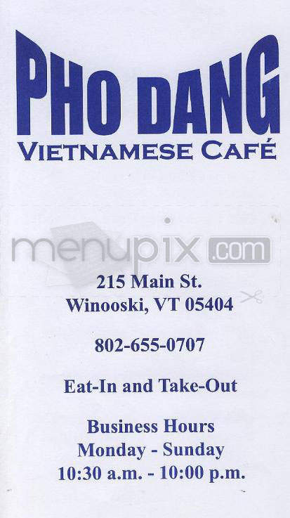 Pho Dang Vietnamese Cafe - Winooski, VT menu_pic