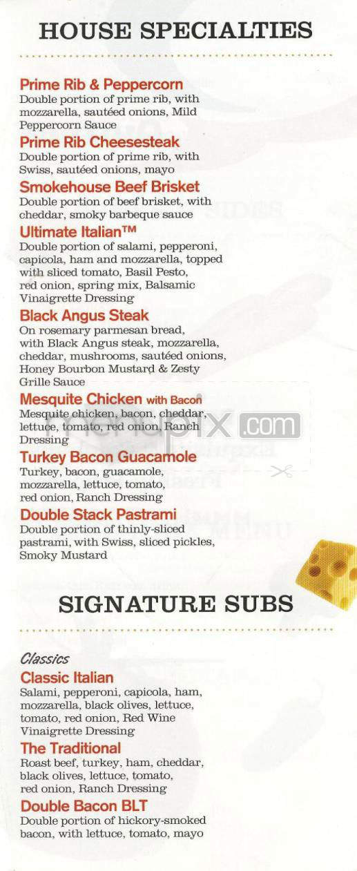 Quiznos Subs - South Burlington, VT menu_pic