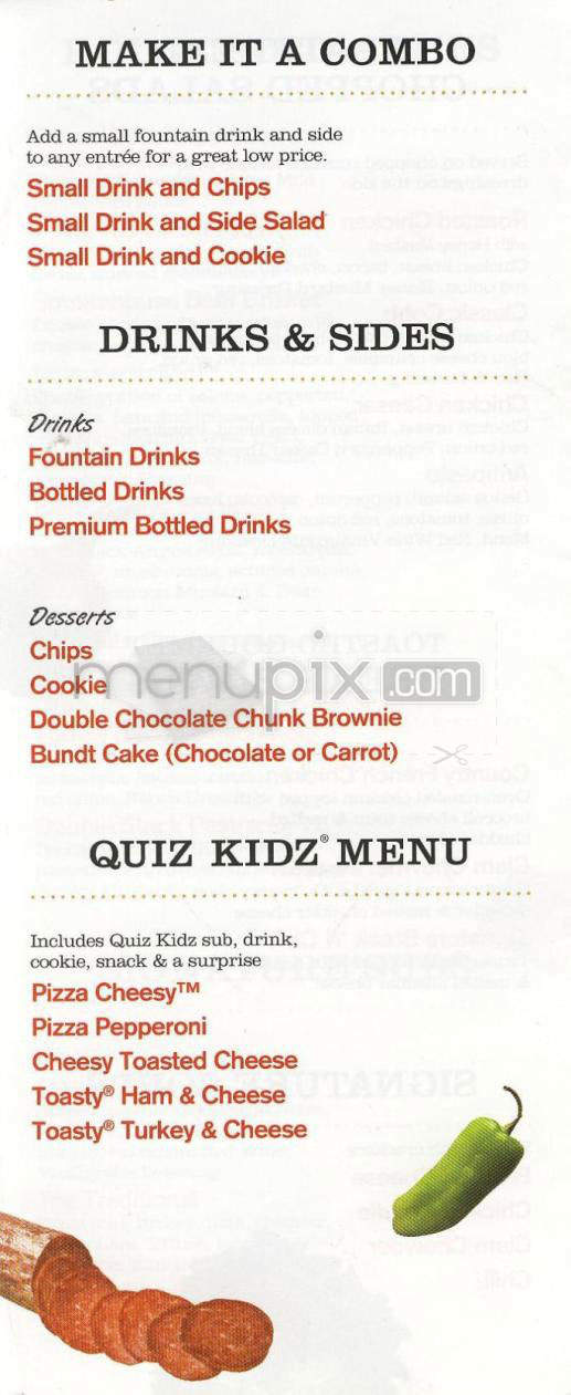 Quiznos Subs - South Burlington, VT menu_pic