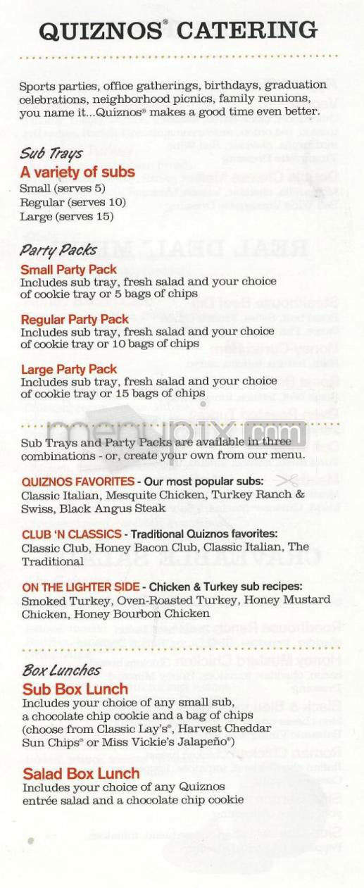 Quiznos Subs - South Burlington, VT menu_pic