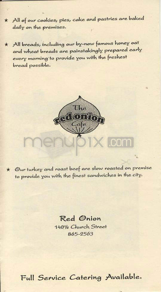 Red Onion Restaurant - Burlington, VT menu_pic