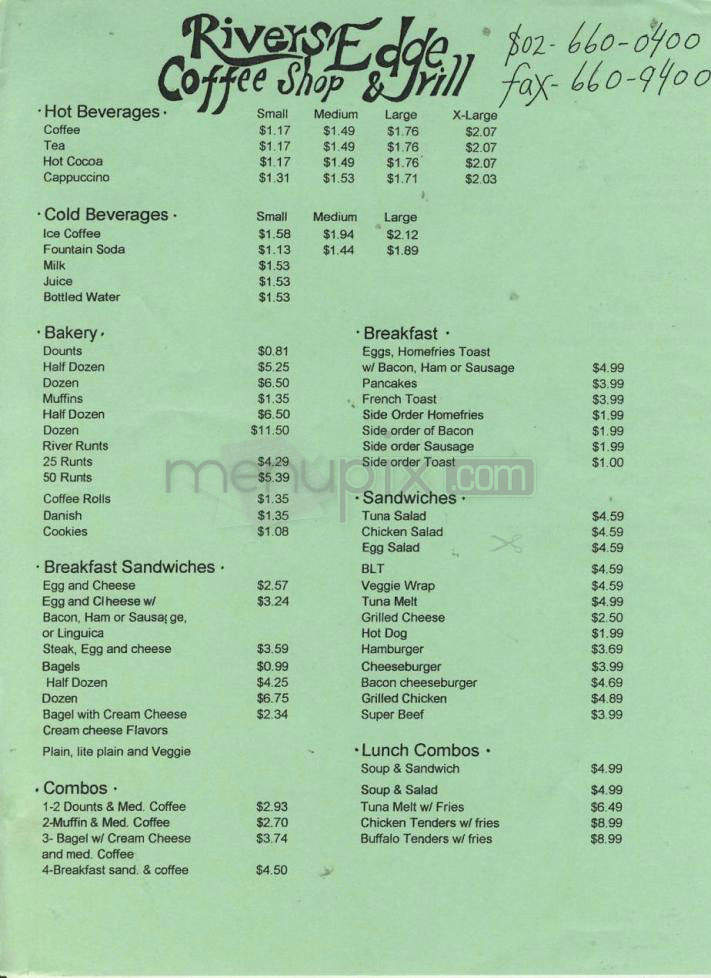 Riversedge Coffee Shop & Grill - Burlington, VT menu_pic