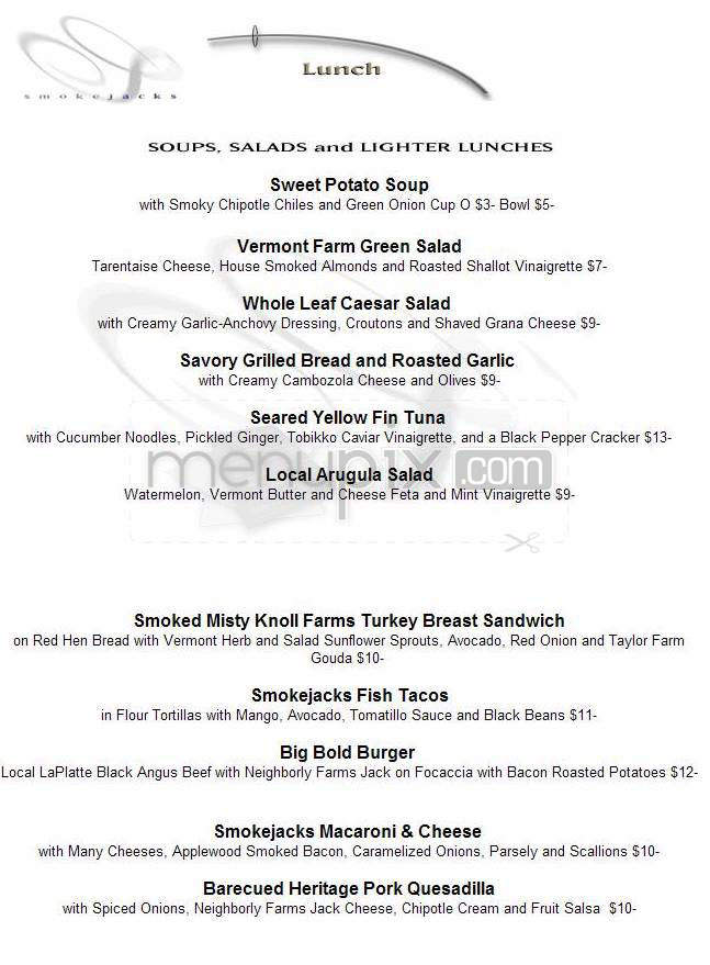 Smokejacks - Burlington, VT menu_pic