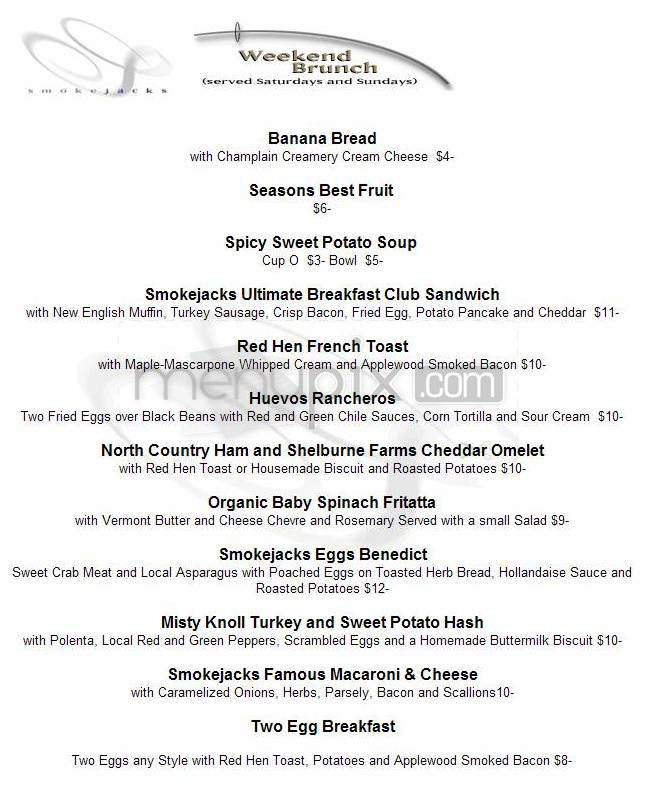 Smokejacks - Burlington, VT menu_pic