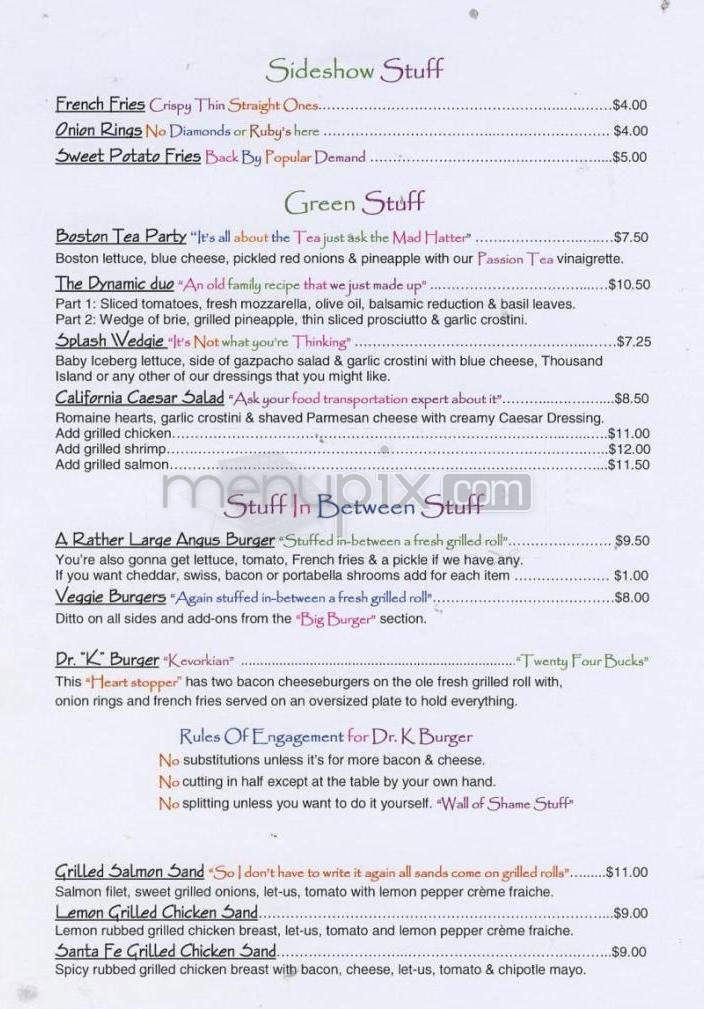 Splash At The Boathouse - Burlington, VT menu_pic