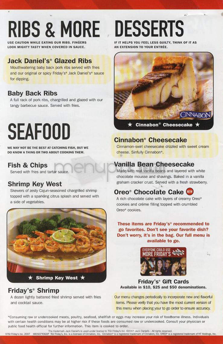 TGI Friday's - Burlington, VT menu_pic