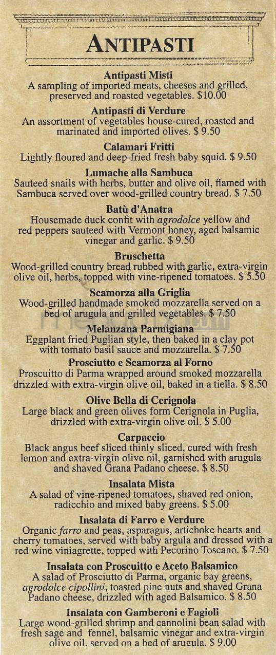 Trattoria Delia - Burlington, VT menu_pic