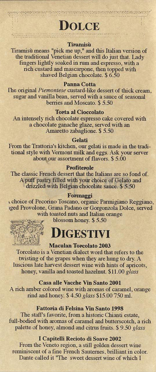 Trattoria Delia - Burlington, VT menu_pic