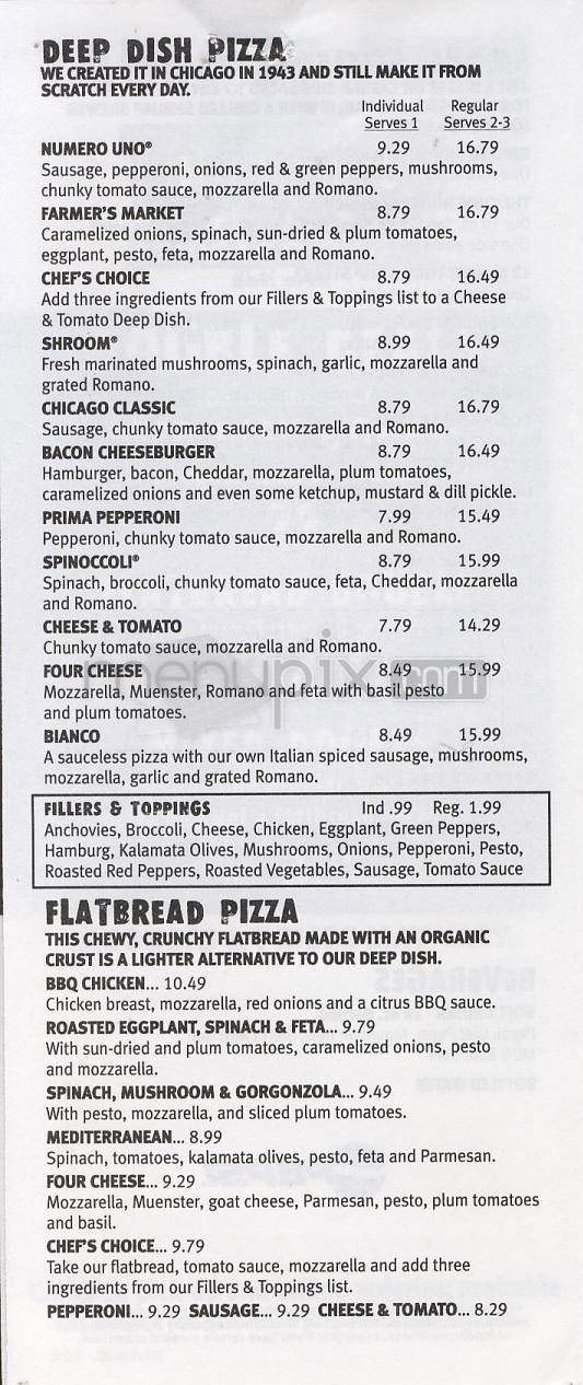 Uno Chicago Grill - South Burlington, VT menu_pic