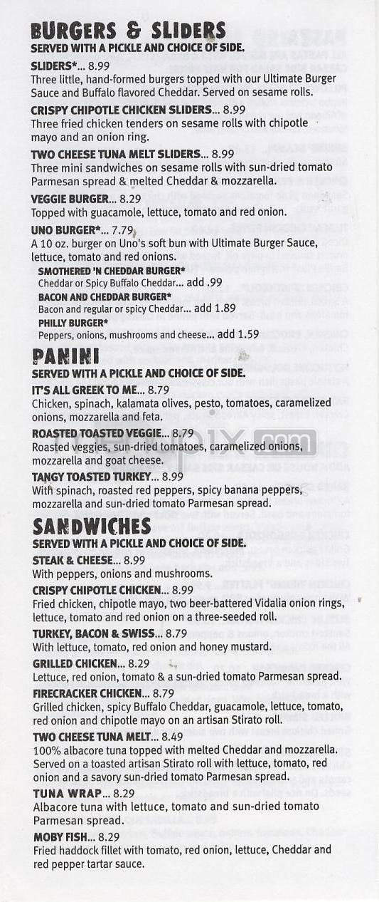 Uno Chicago Grill - South Burlington, VT menu_pic