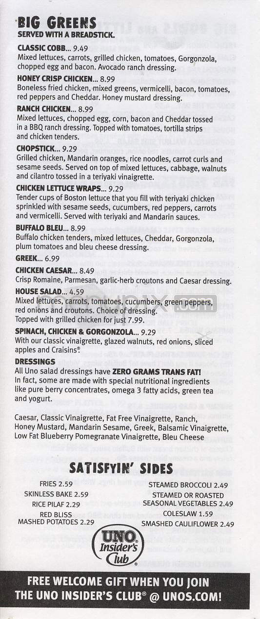 Uno Chicago Grill - South Burlington, VT menu_pic