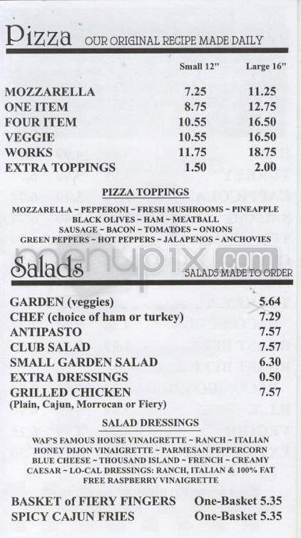 Waf's Westside Deli-Pizza - Winooski, VT menu_pic