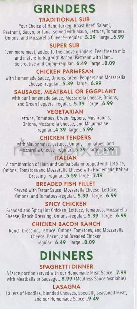 Zachary's Family Fun Center - South Burlington, VT menu_pic