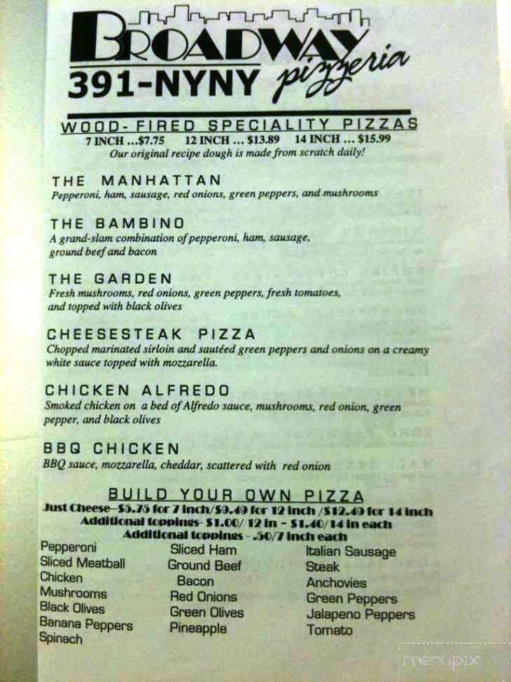 Broadway Pizzeria - Tuscaloosa, AL menu_pic