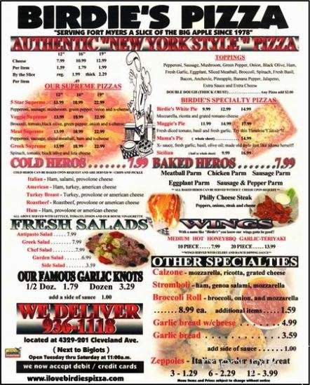 Birdie's Pizza - Fort Myers, FL menu_pic