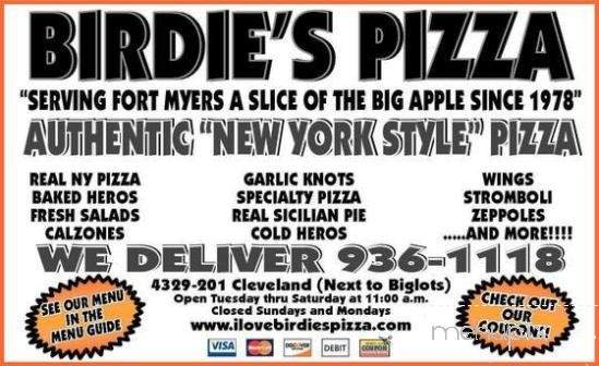 Birdie's Pizza - Fort Myers, FL menu_pic