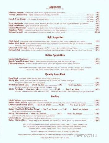 Big Steer Restaurant & Lounge - Altoona, IA menu_pic
