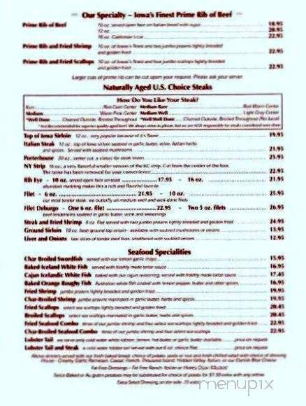 Big Steer Restaurant & Lounge - Altoona, IA menu_pic