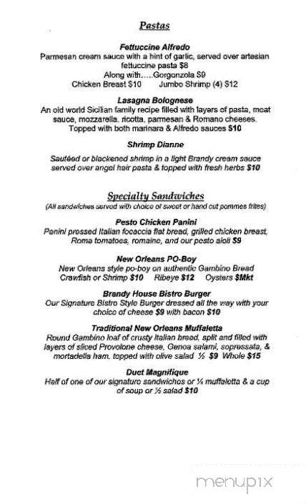 Brandy House - Monroe, LA menu_pic