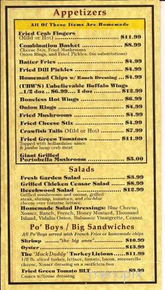 Beechwood Restaurant & Lounge - Vicksburg, MS menu_pic