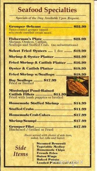 Beechwood Restaurant & Lounge - Vicksburg, MS menu_pic