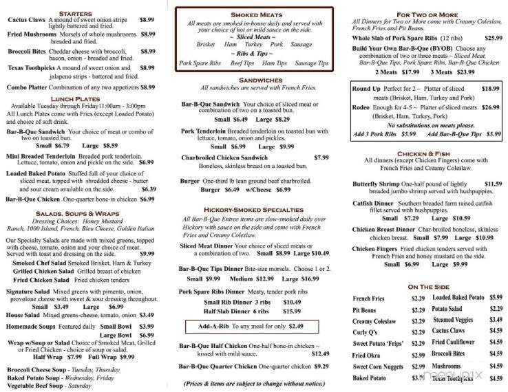 Branding Iron Barbeque - Harrisonville, MO menu_pic