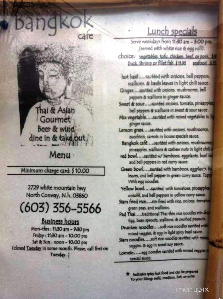 Bangkok Cafe - North Conway, NH menu_pic