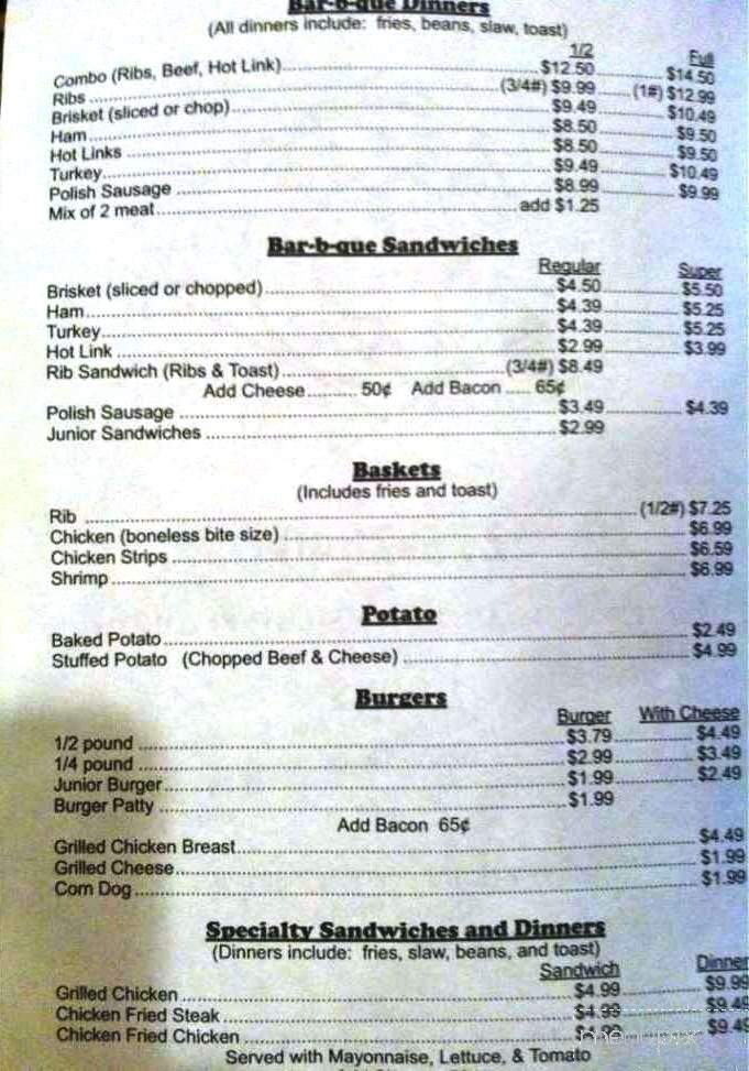 Billy Boy Bar-B-Que - Shawnee, OK menu_pic