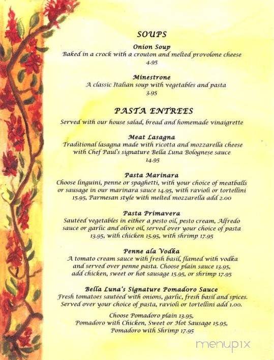 Bella Luna Ristorante - Ludlow, VT menu_pic