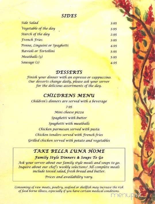 Bella Luna Ristorante - Ludlow, VT menu_pic