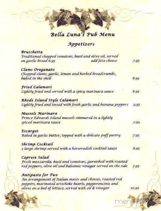Bella Luna Ristorante - Ludlow, VT menu_pic