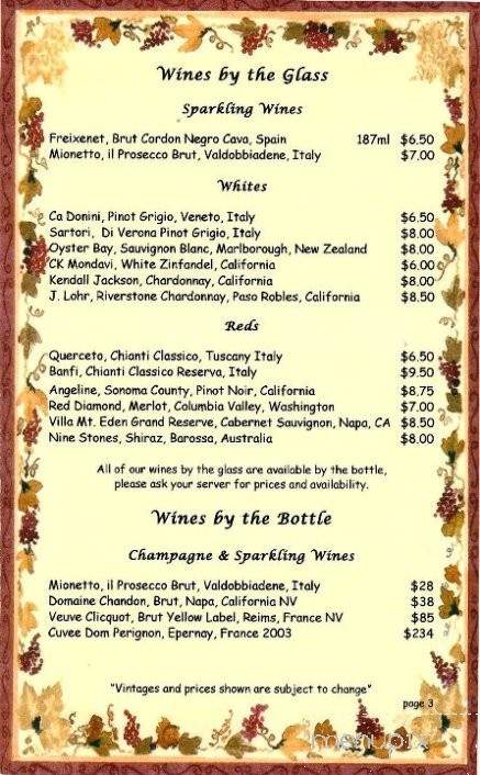 Bella Luna Ristorante - Ludlow, VT menu_pic