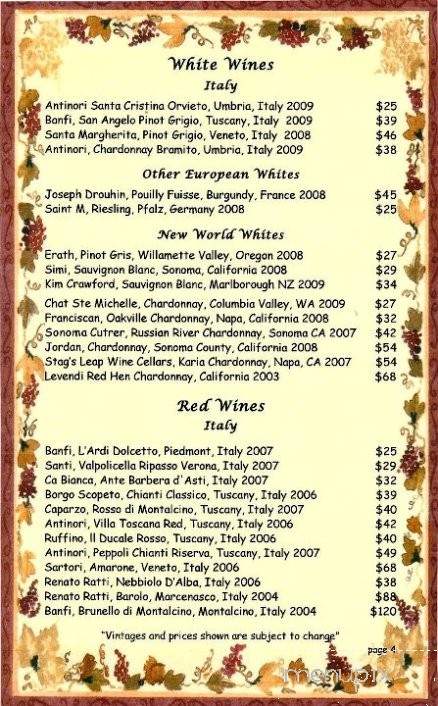 Bella Luna Ristorante - Ludlow, VT menu_pic