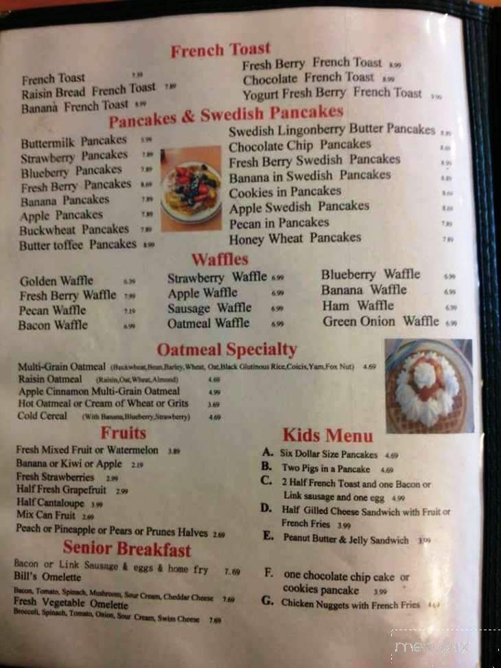 Bill Of Fare - San Jose, CA menu_pic