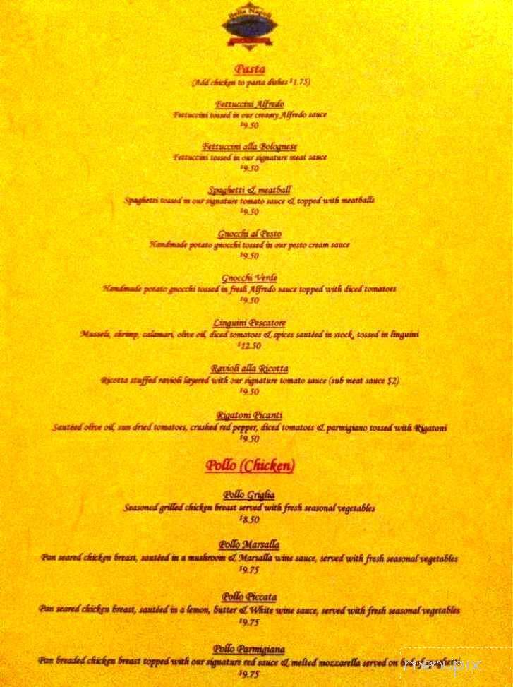 Bella Napoli - Bentonville, AR menu_pic