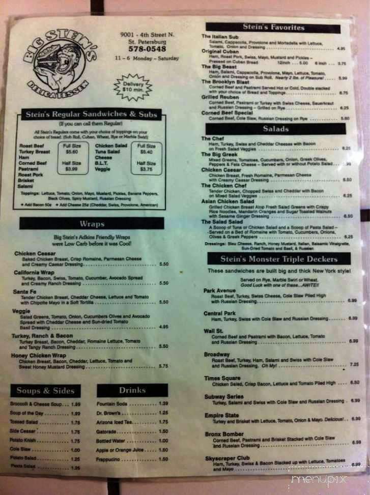 Big Steins Deli - St Petersburg, FL menu_pic