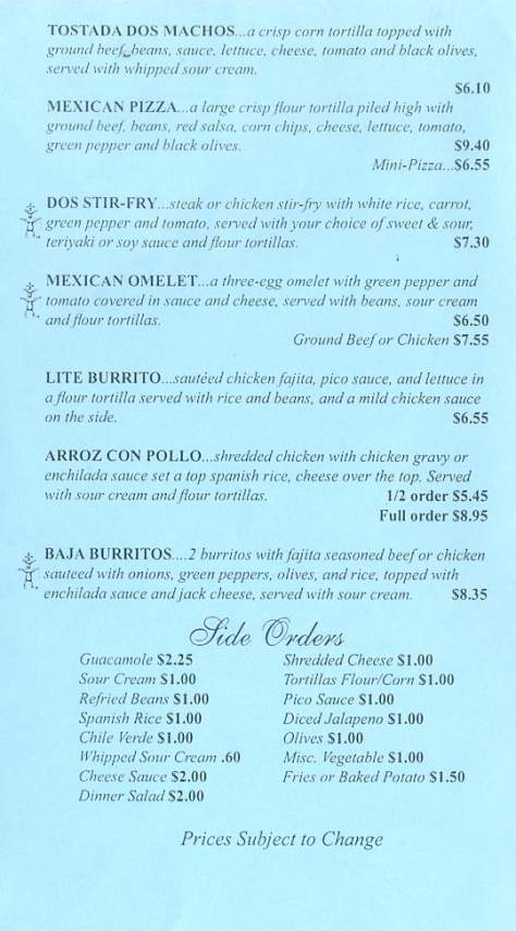 Dos Machos - Billings, MT menu_pic