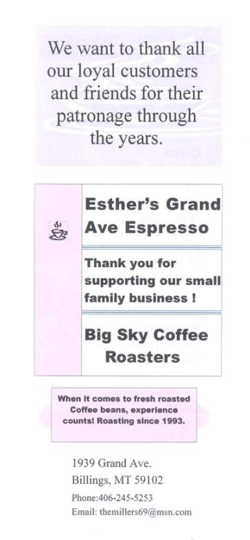 Esther's Grand Ave Espresso - Billings, MT menu_pic