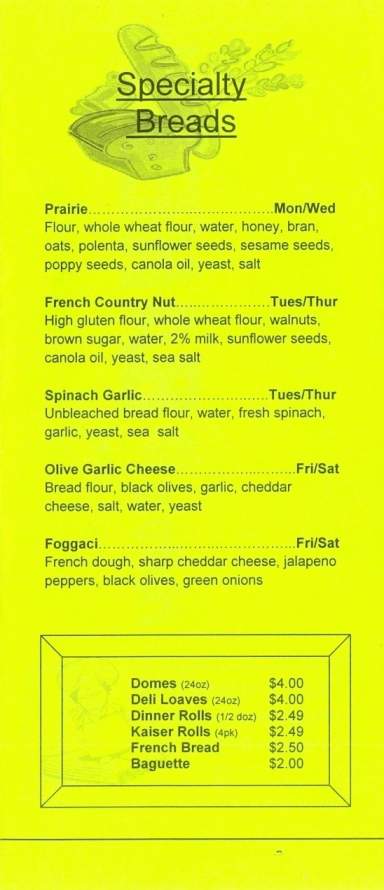 Heiko's Bakery - Billings, MT menu_pic