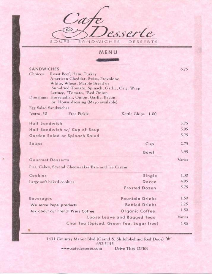 Cafe Desserte - Billings, MT menu_pic
