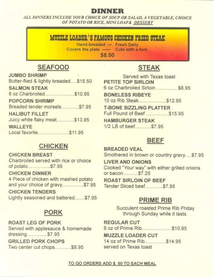 Muzzle Loader Cafe - Billings, MT menu_pic