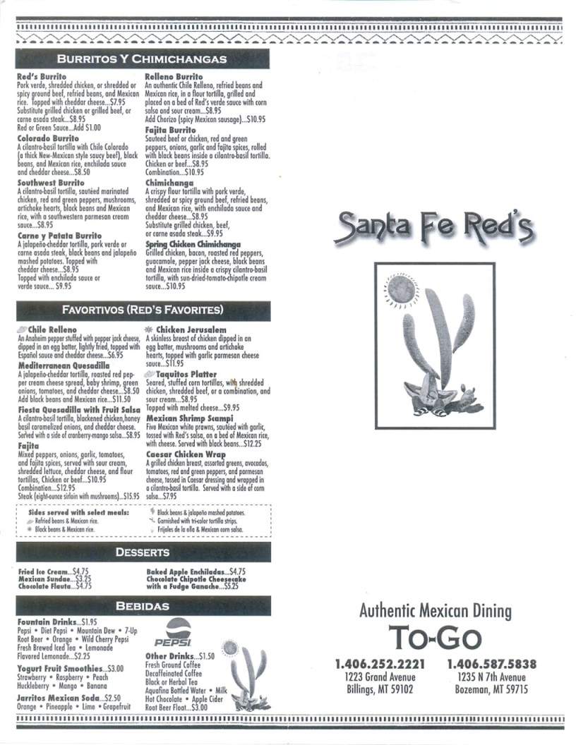 Santa Fe Reds - Billings, MT menu_pic