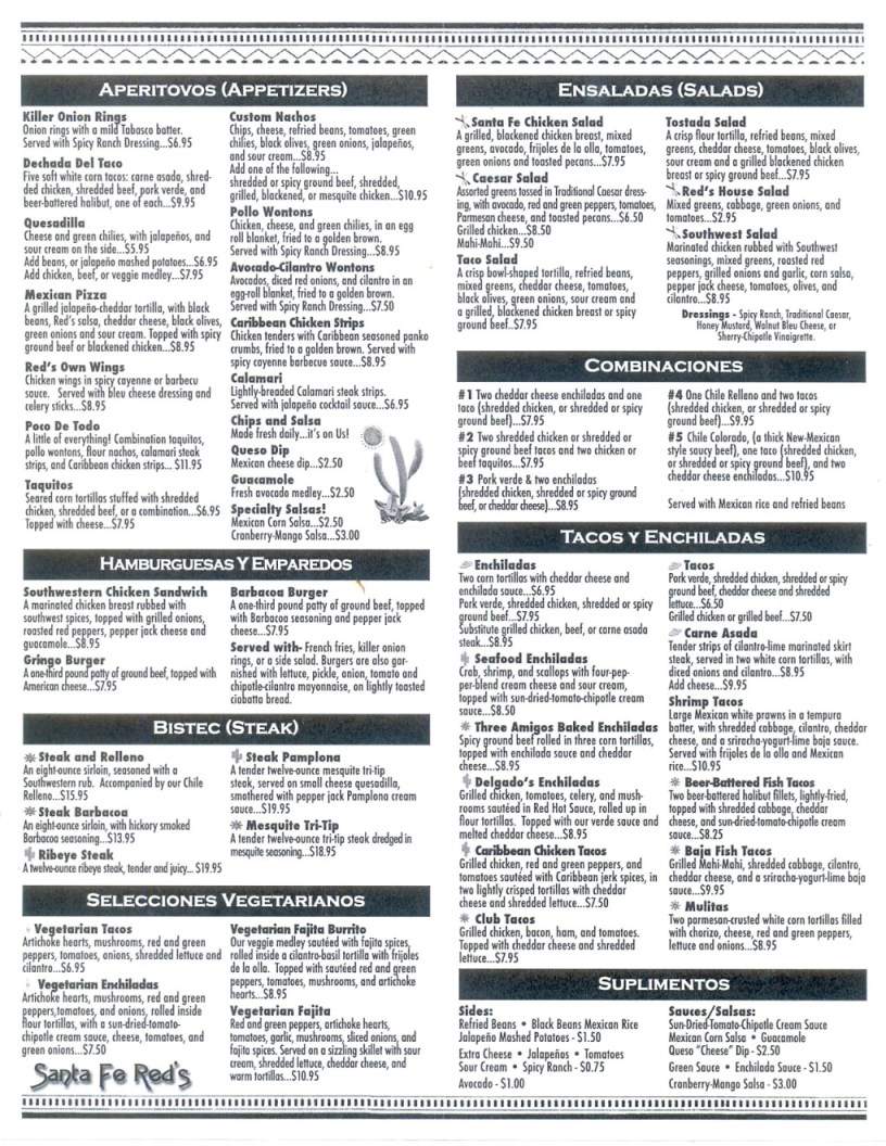 Santa Fe Reds - Billings, MT menu_pic