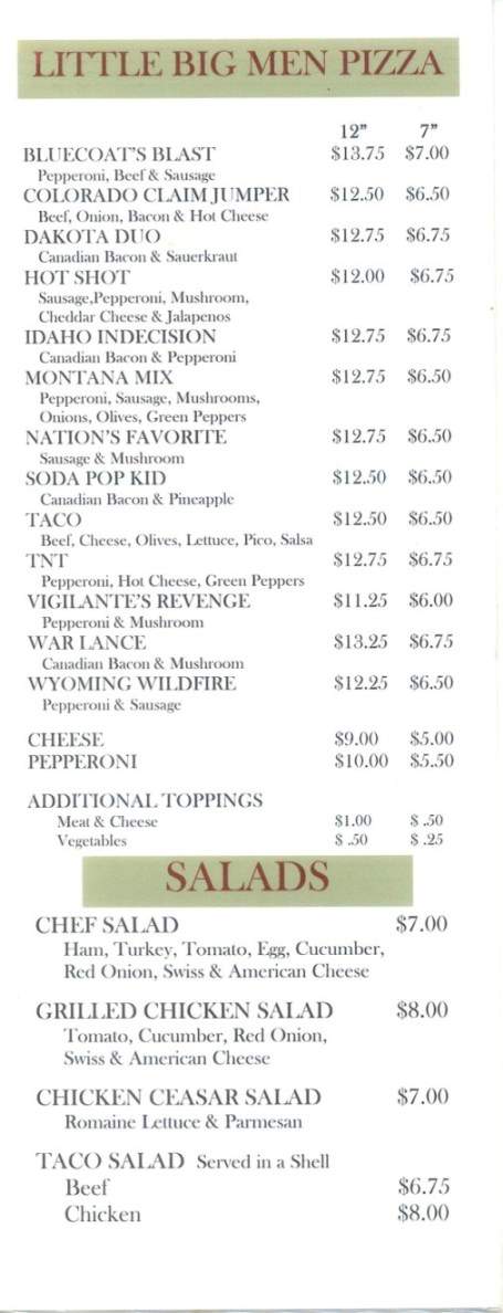 Shooters Sports Bar - Billings, MT menu_pic