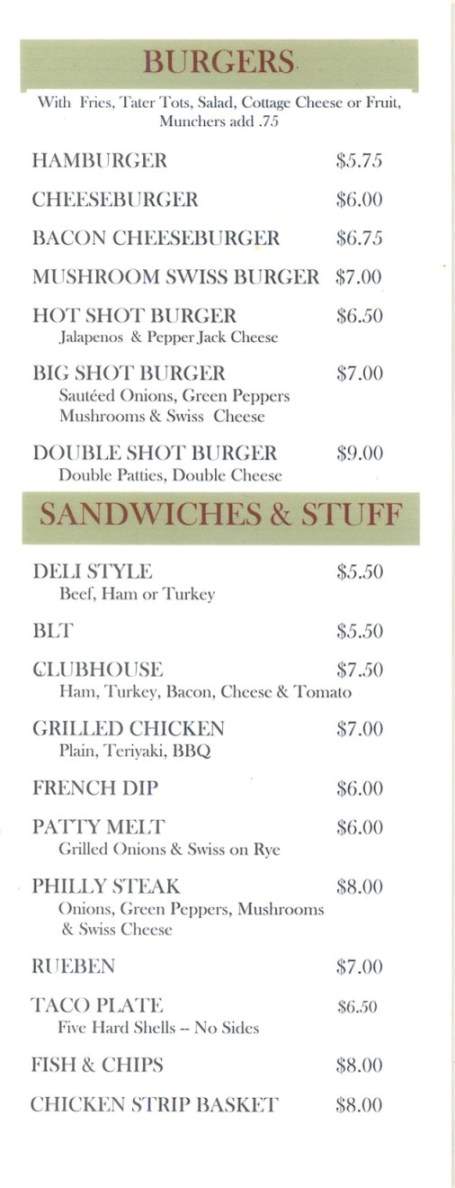 Shooters Sports Bar - Billings, MT menu_pic