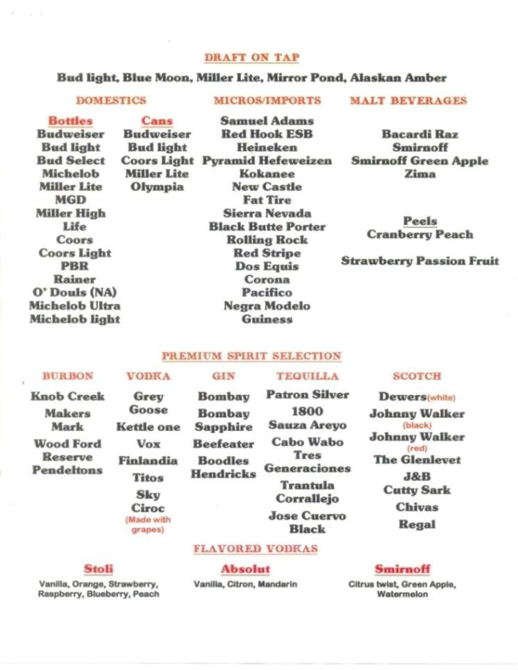 The Red Door Lounge - Billings, MT menu_pic