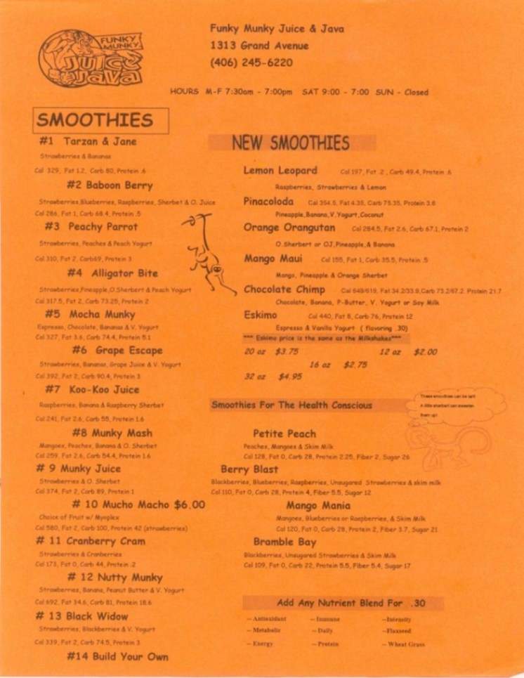 Funky Munky Juice & Java - Billings, MT menu_pic