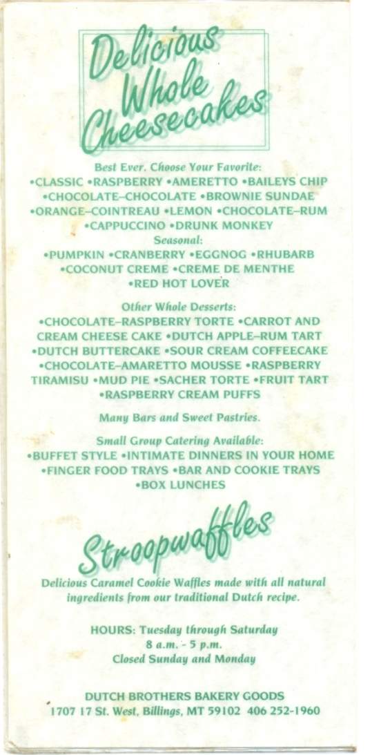 Dutch Brothers Bakery - Billings, MT menu_pic